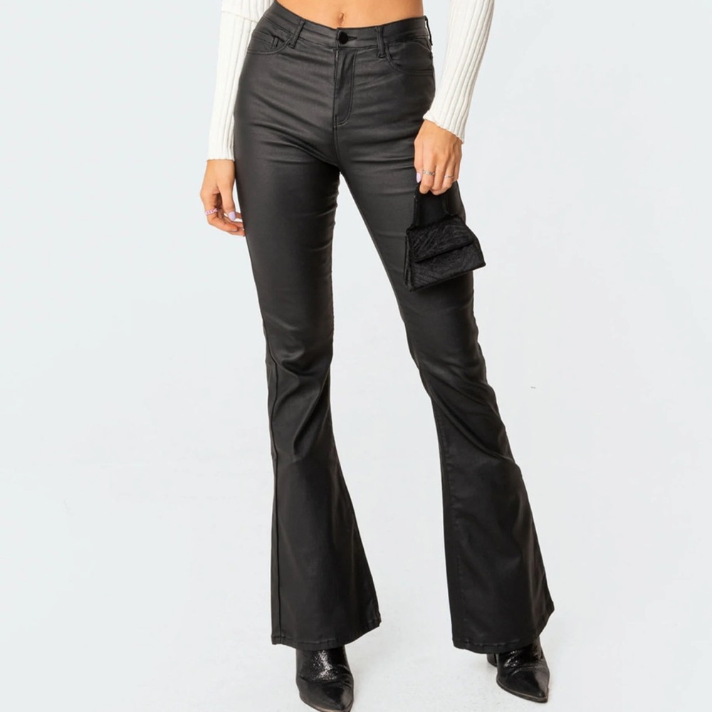 NWT Edikted Luna Faux Leather Flare Jeans